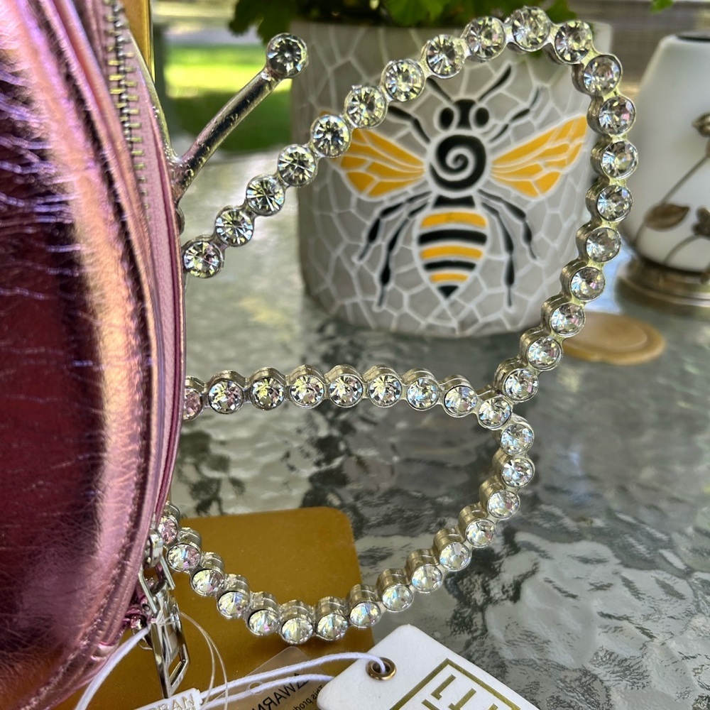 NWT-Urban Expressions Pink Rhinestone Butterfly Mini Bag - Picture 8 of 9